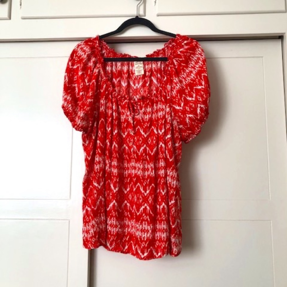 EUC Faded Glory red and white short sleeve top 2x (18W-20W)